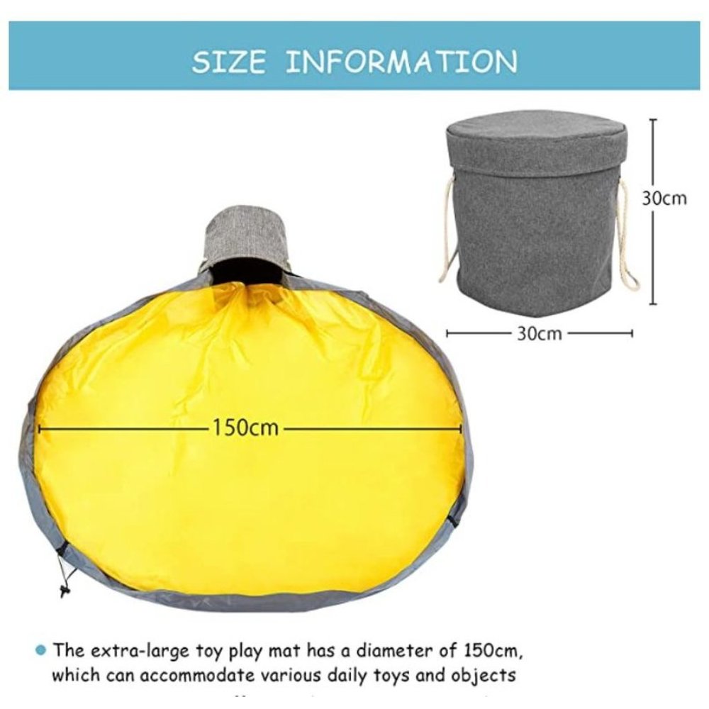 NEW 2 in 1 Toy Storage Bin Foldable Toy Bag Play Mat Indoor and Outdoor - Picture 11 of 11